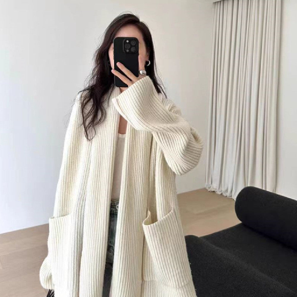 Elegant Mid-length Sweater Coat For Women