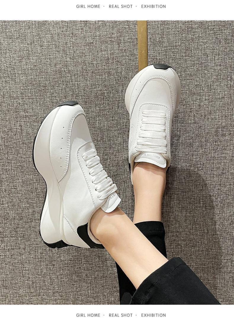 Leather Sports Casual Shoes White Shoes Four Seasons Raise The Bottom Dad Shoes