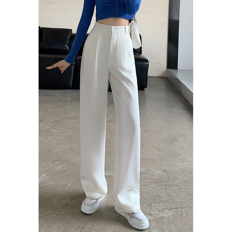 Spring Popular Narrow Wide-leg Women's Small High Waist Drape Straight Loose Casual Pants