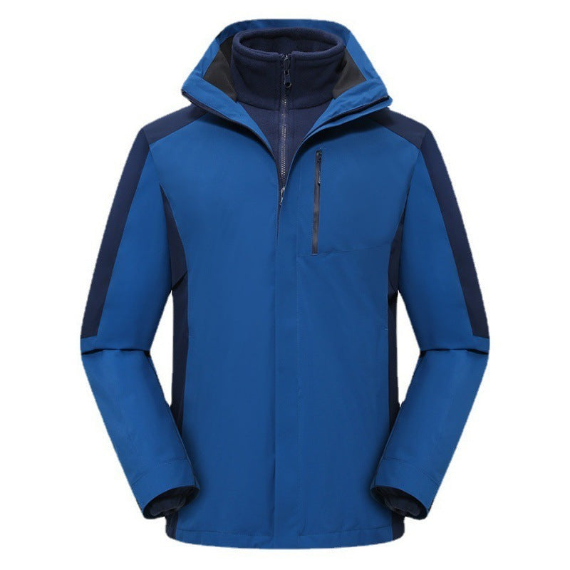 Two-piece Set Shell Jacket Autumn And Winter Three-in-one Men Fleece Lined Padded Warm Keeping