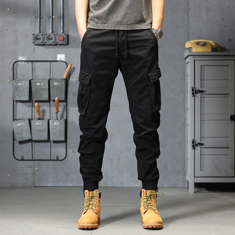 Men's Multi-pocket Casual Trousers Loose Tappered