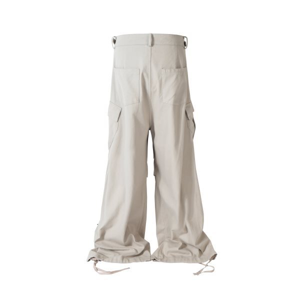 Loose Wide Leg Slightly Flared Profile Pleated Side Zipper Multi-pocket Cargo Pants