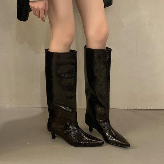 Big Tube Circumference Slimming And Straight Pointed Toe New Long Boots