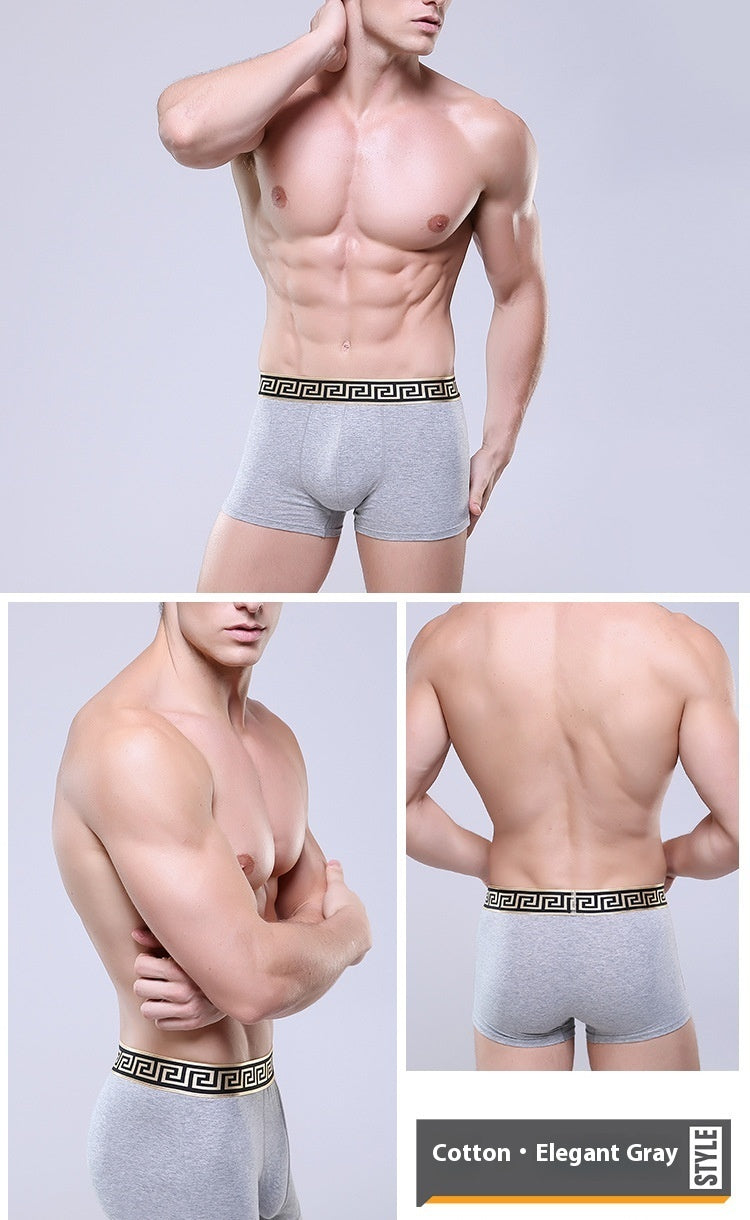 Men's Cotton Boxer Briefs Casual Solid Color Four Corners