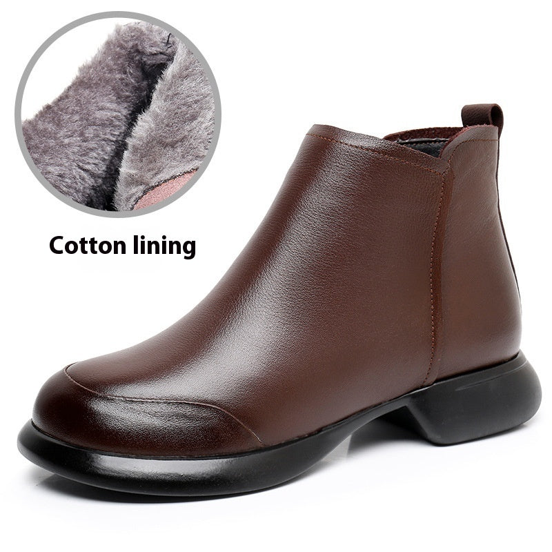 Comfortable Soft Soled Velvet Low Heel Martin Boots