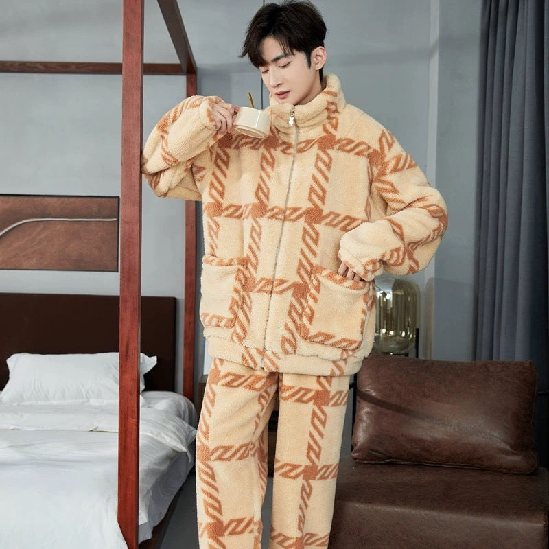 Men's Zipper Pajamas Winter Thickened