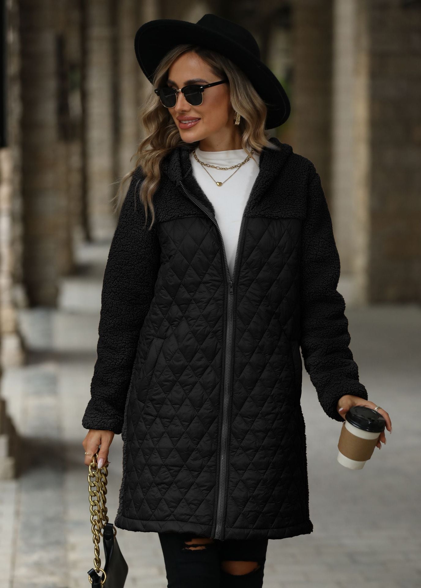 Women's Fashion Hooded Zipper Plush Coat