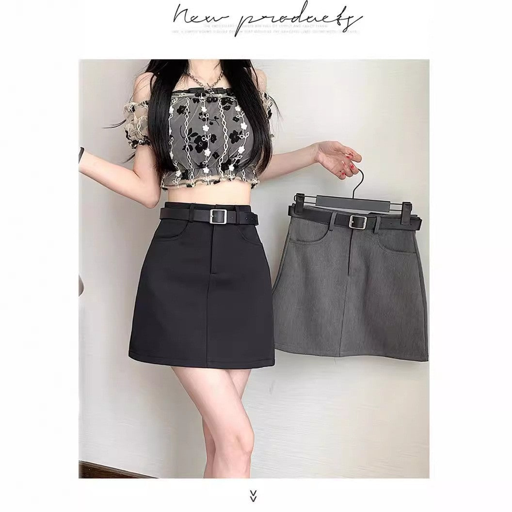 Sweet And Spicy Style High Waist A- Line Skirt Split Hip Skirt