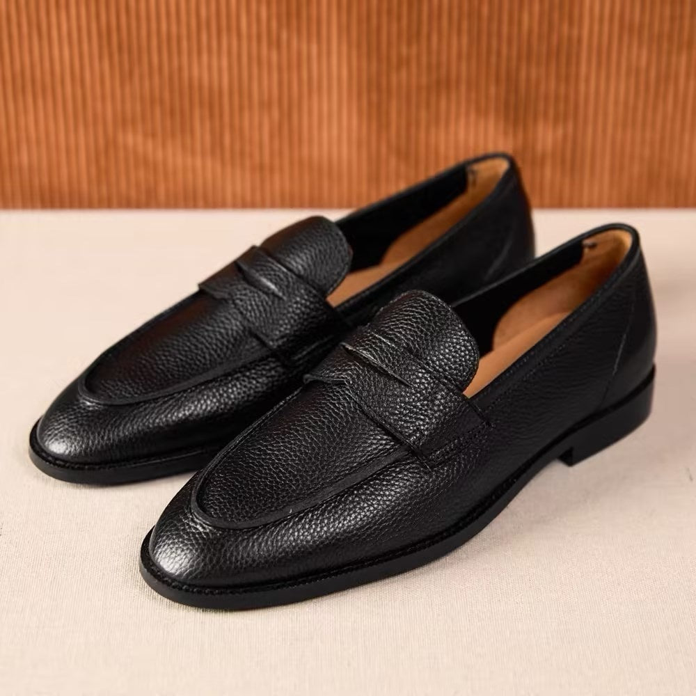 British Vintage Litchi Grain Cowhide Men's Loafer