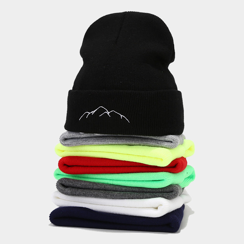 Peak Embroidery Sleeve Cap Trendy Outdoor Fashion Personalized Warm Keeping Beanie Hat