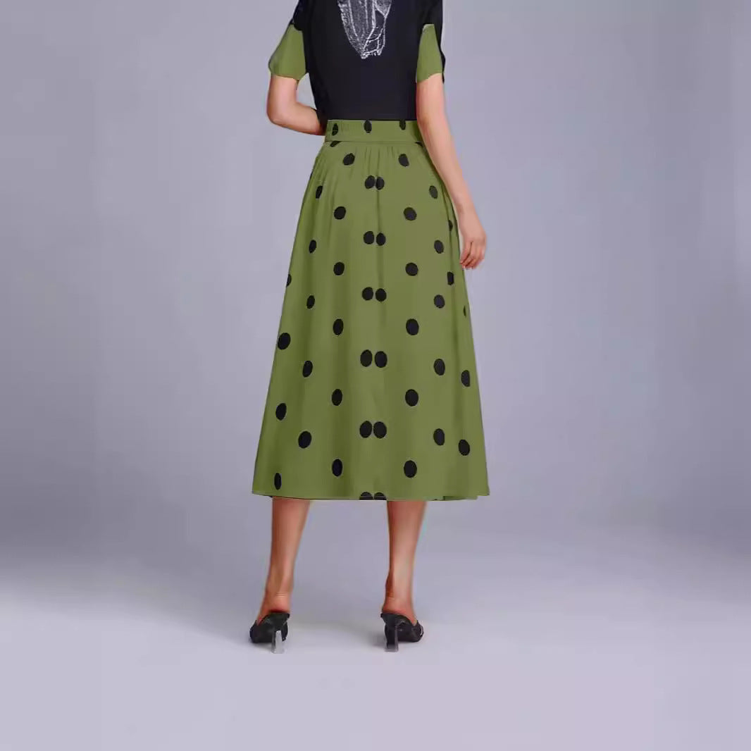 Draping Polka Dot Skirt Women's Summer Style