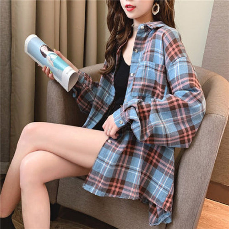 Spring New Plaid Shirt Women