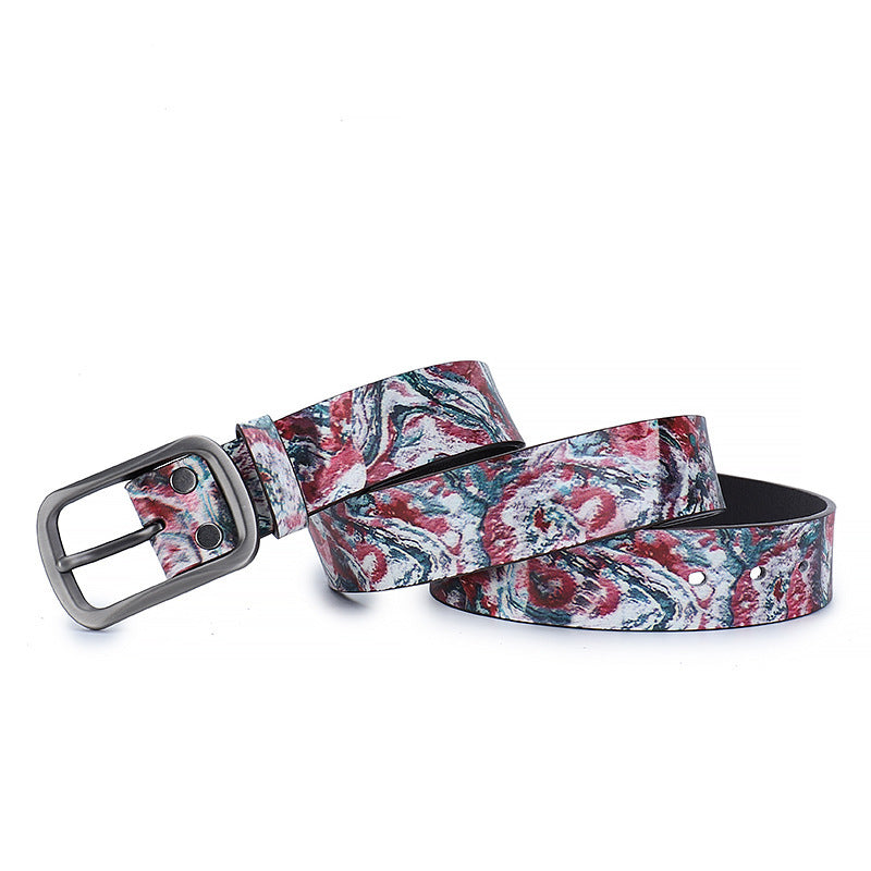 Men's Alloy Pin Buckle Hip Hop Punk Printing Belt