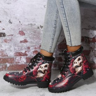 Women's Multi-color Printing Fashion Martin Boots