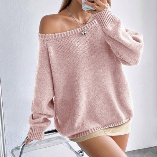 Women's Sweater Fashion Pullover Round Neck Solid Color