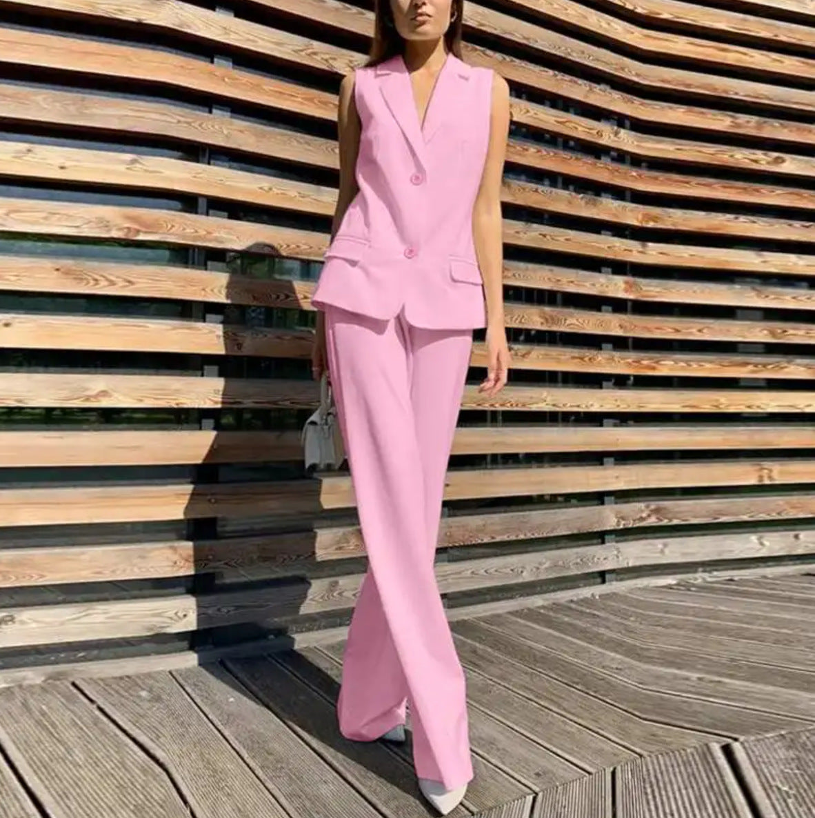 Suit Lapel Vest Jacket Wide Leg Pants Casual Suit