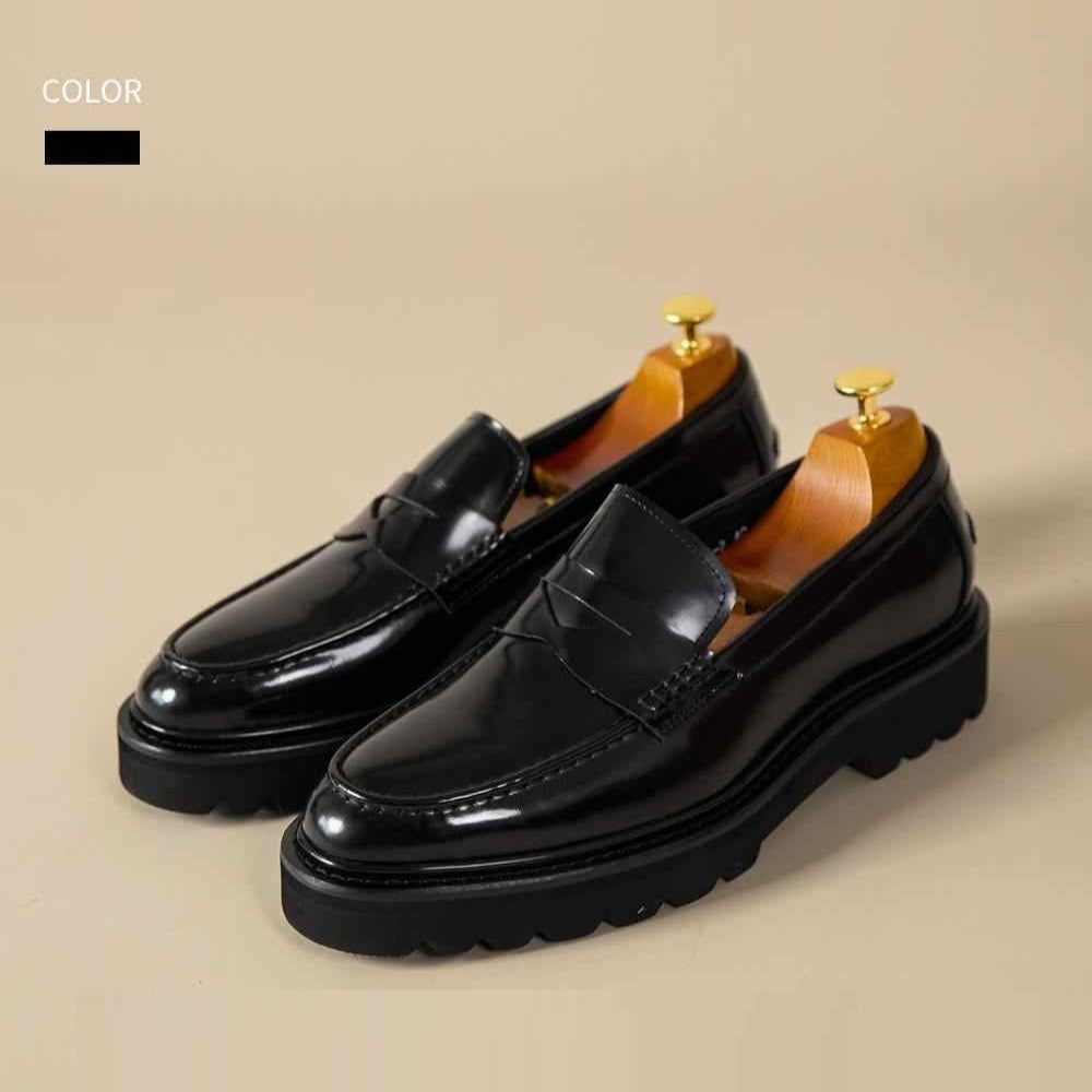 Handmade Slip-on Thick Bottom Increased By Business Casual Leather Shoes