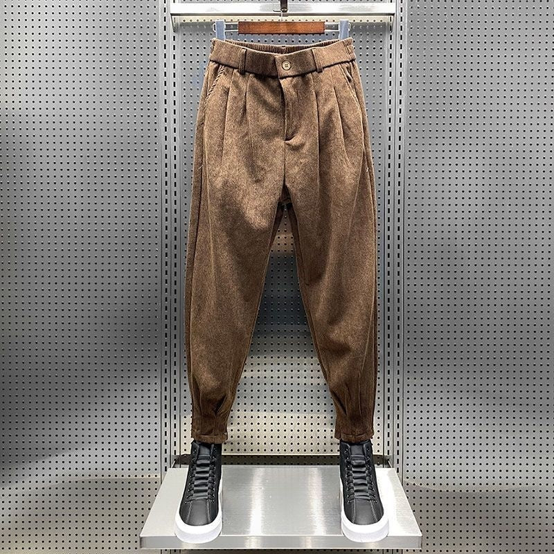 Fleece-lined Thickened Ankle-length Pants Male