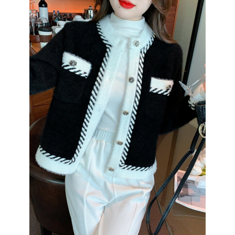 Mink-like Wool Knitted Cardigan Top