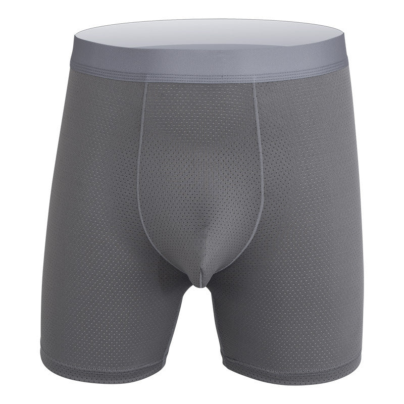 Men's Lengthened Boxers Breathable Mesh Underpants Sports