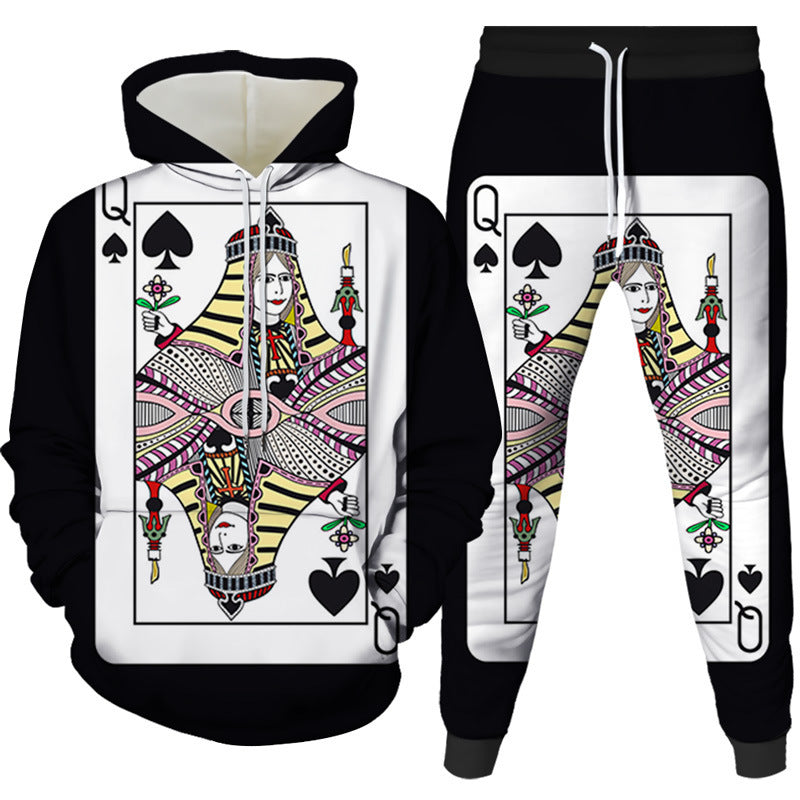 Two-piece Digital Printing Suit Hooded Sweater For Men And Women