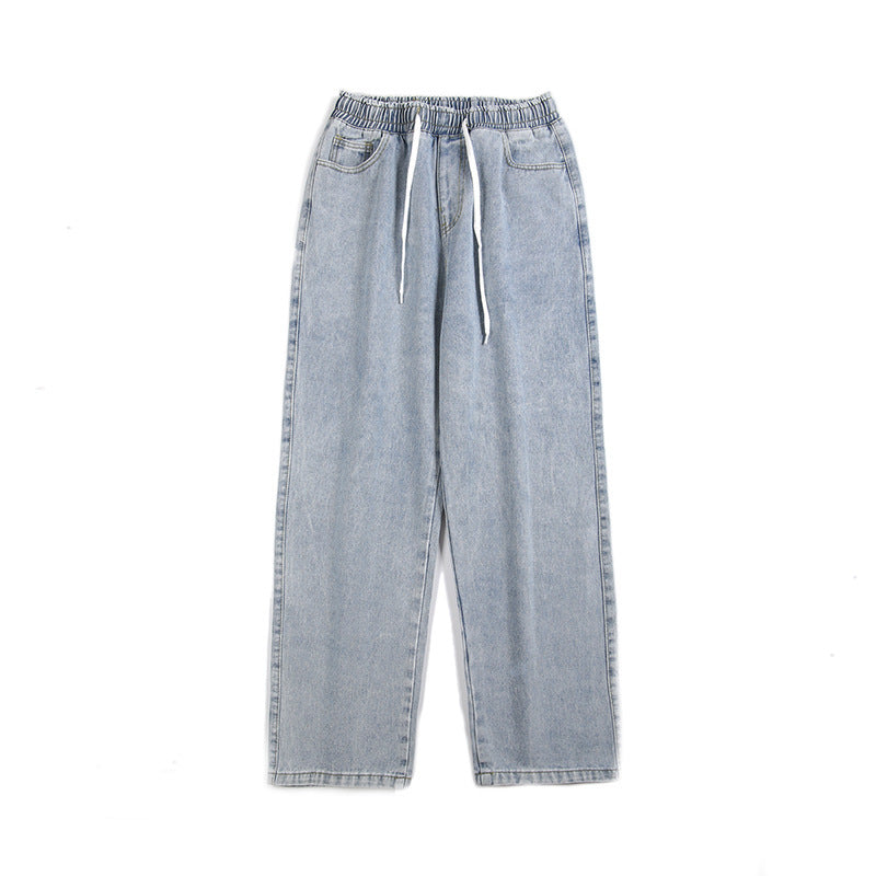 Elastic Waist Loose Straight Drooping Mop Pants