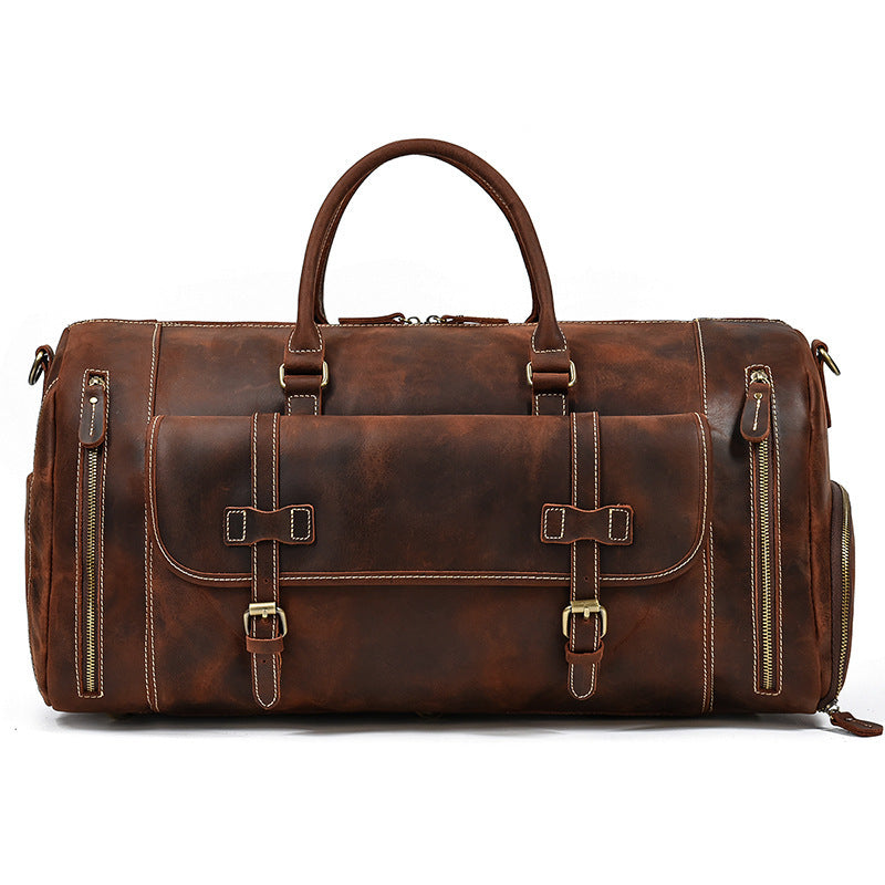 Fashion Vegetable Tanned Leather Travel Bag Men