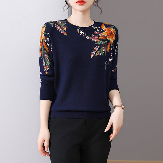 Loose Long Sleeve Idle Style Knitted Western Style Top