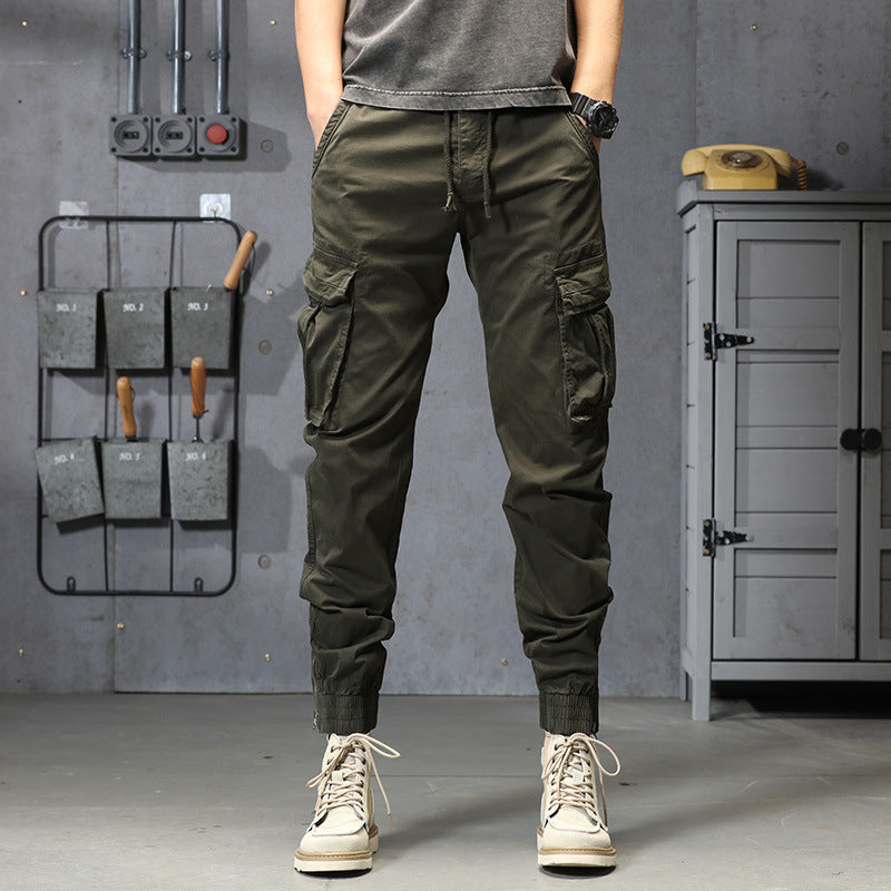 Men's Multi-pocket Casual Trousers Loose Tappered