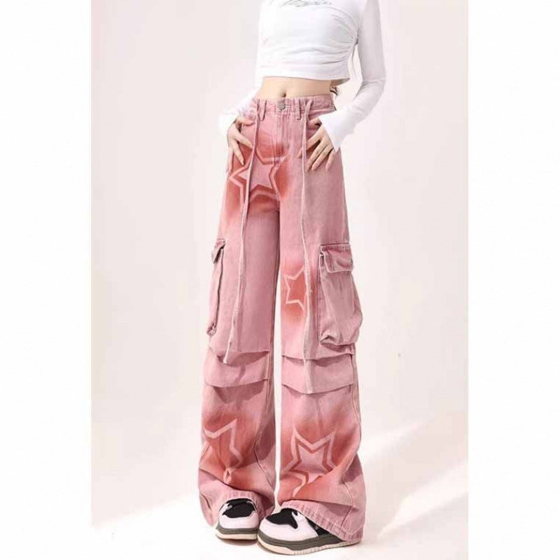 Cargo Jeans Women's Plus Size XINGX Printed Wide-leg Trousers