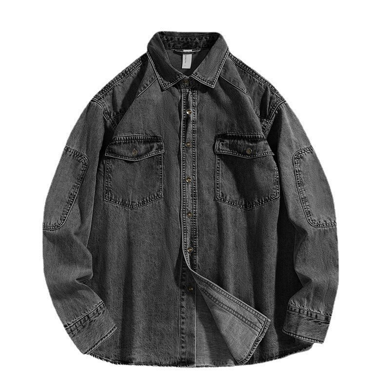 Heavy Washed Shirt Coat Men's Loose