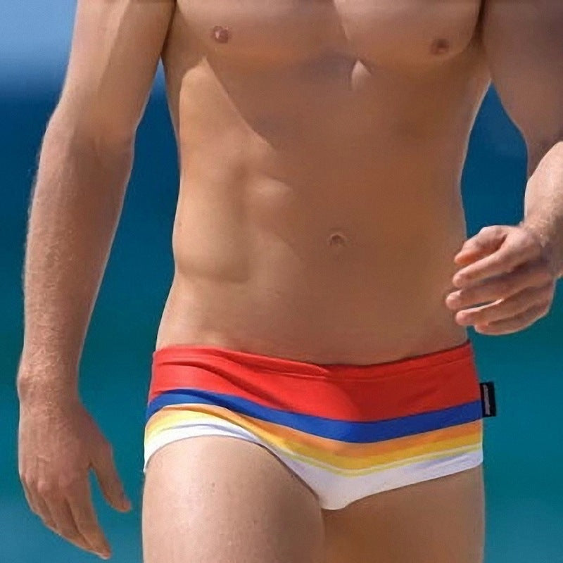 Fashion Rainbow Swim Briefs Boxer Swimming Trunks