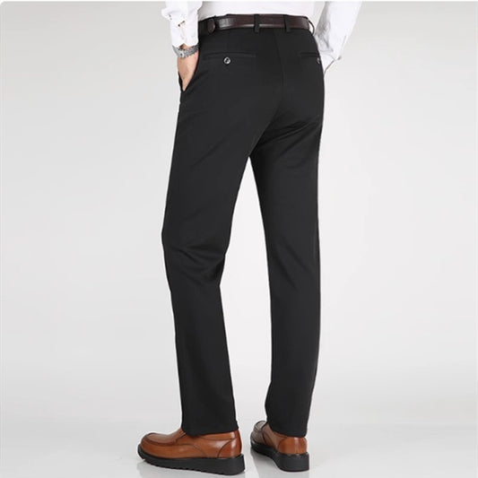 Men's Casual Trousers Elastic Non-ironing Loose Straight Suit Pants