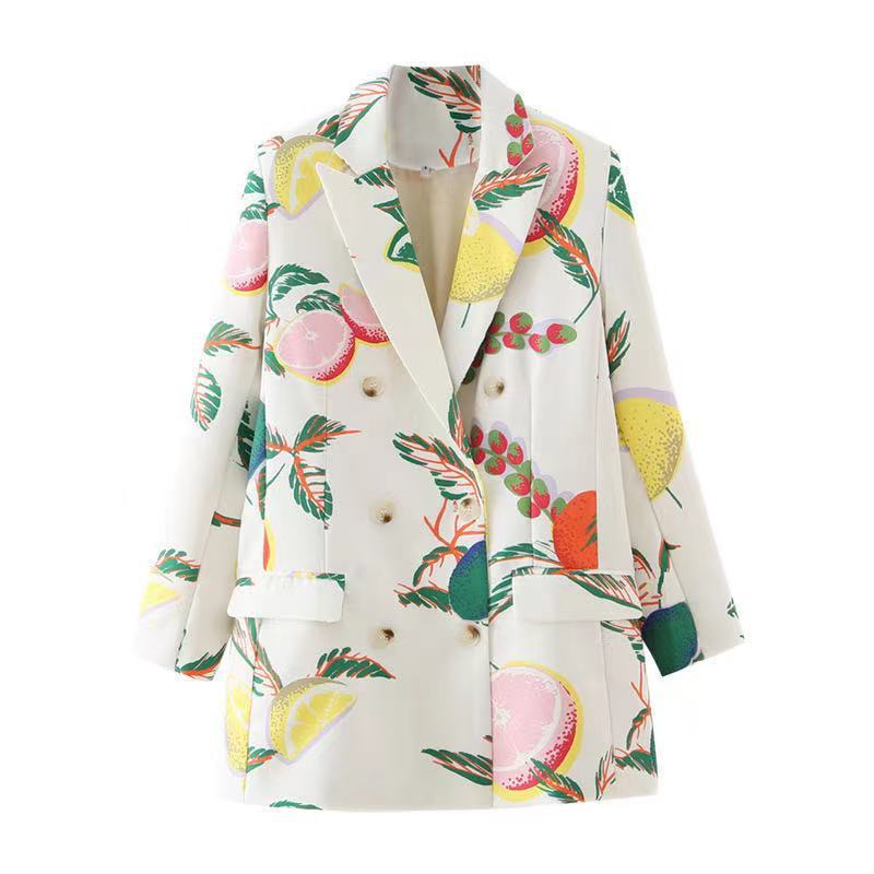 Women's Autumn Fresh Fruit Printed Small Suit