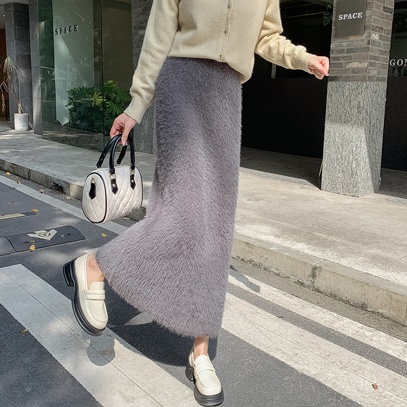 Women's Knitted Skirt Winter Korean Style Slim Fit