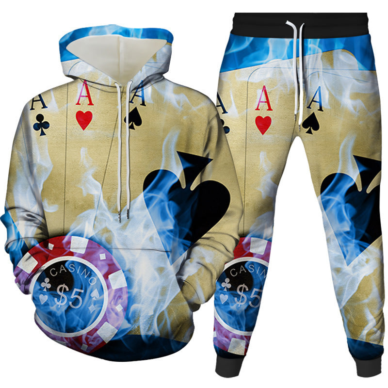 Two-piece Digital Printing Suit Hooded Sweater For Men And Women