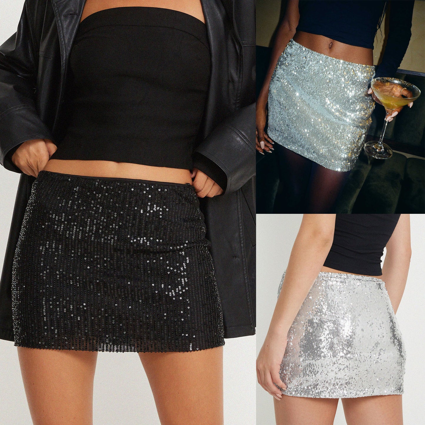 Irregular Size Sequin Fashion Miniskirt