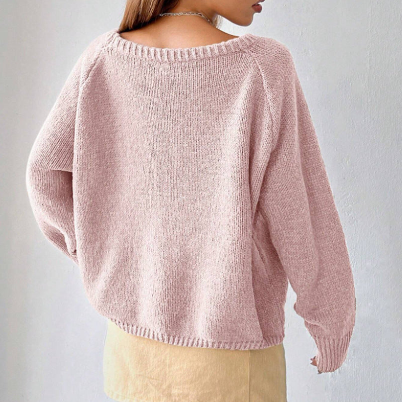 Women's Sweater Fashion Pullover Round Neck Solid Color