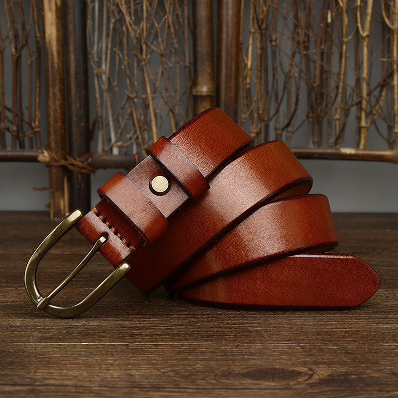 3.3CM Wide Copper Buckle Trendy Fashion Retro Belt Men