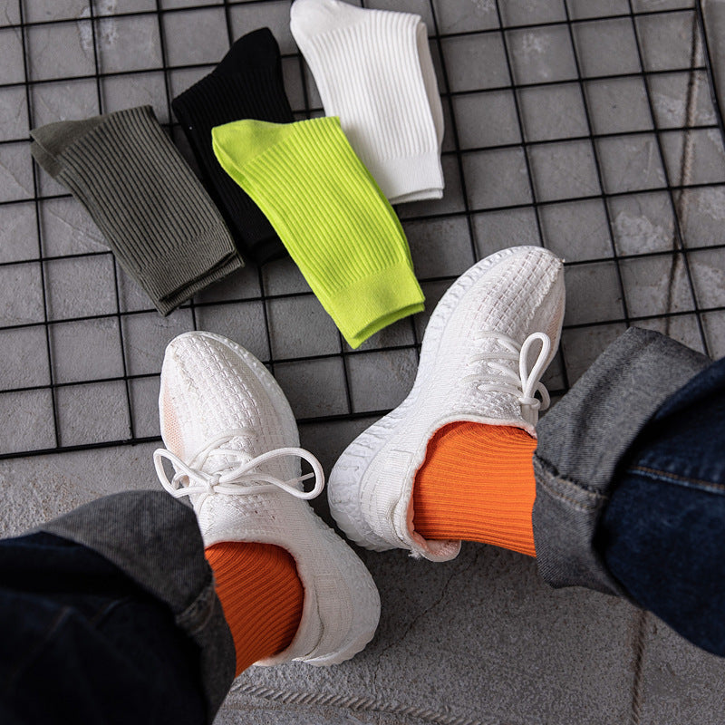 Men's Cotton Socks Men's Solid Color Sport Mid-calf Length Sock