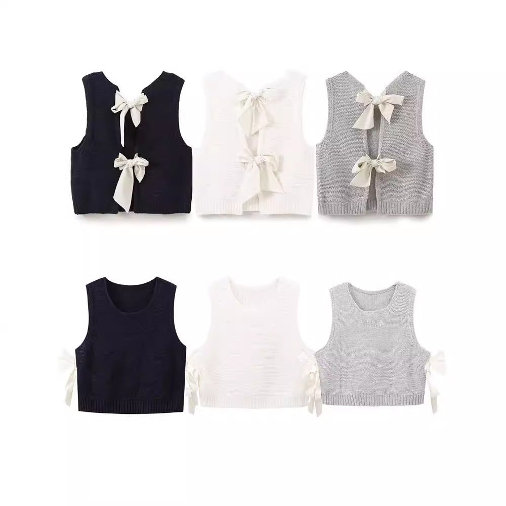 Women's Back Bow Hollow Out Sweater Vest