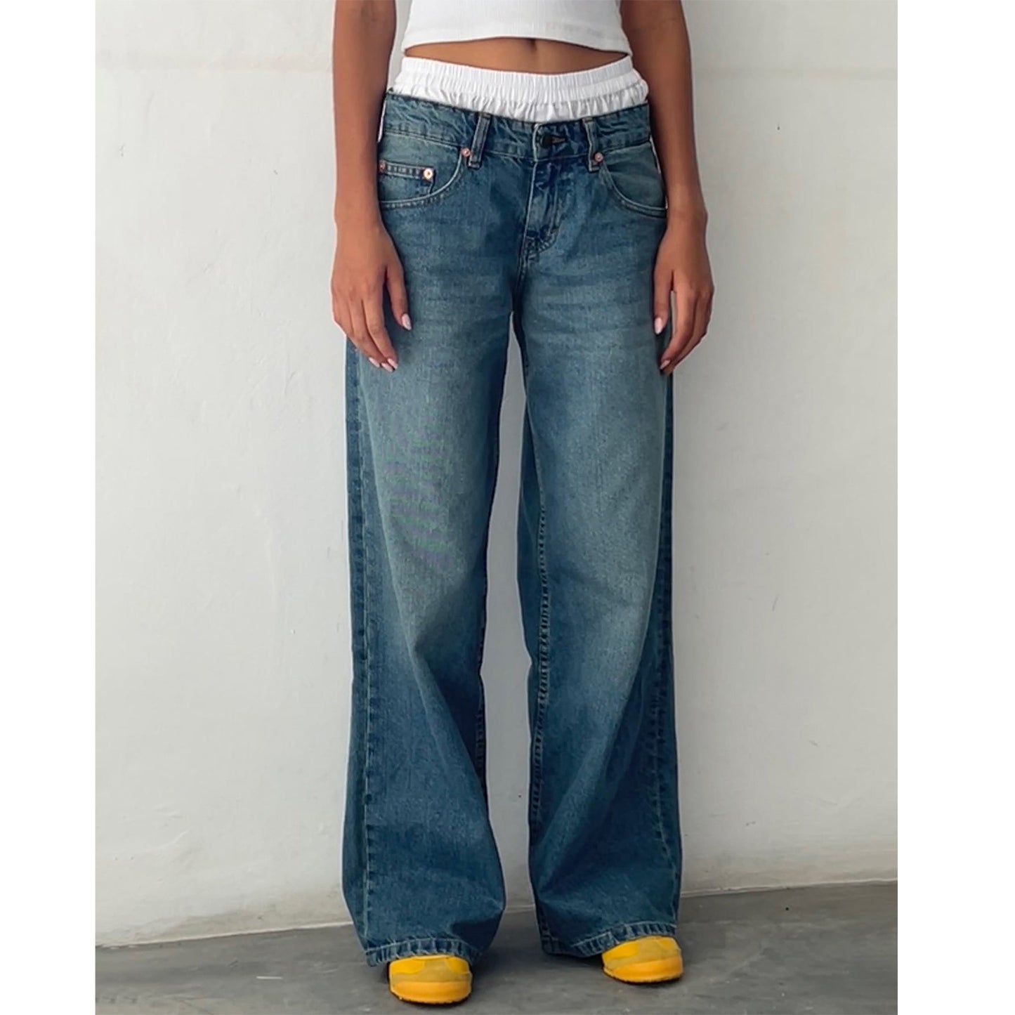 Street Wide Leg Denim Women's Pants