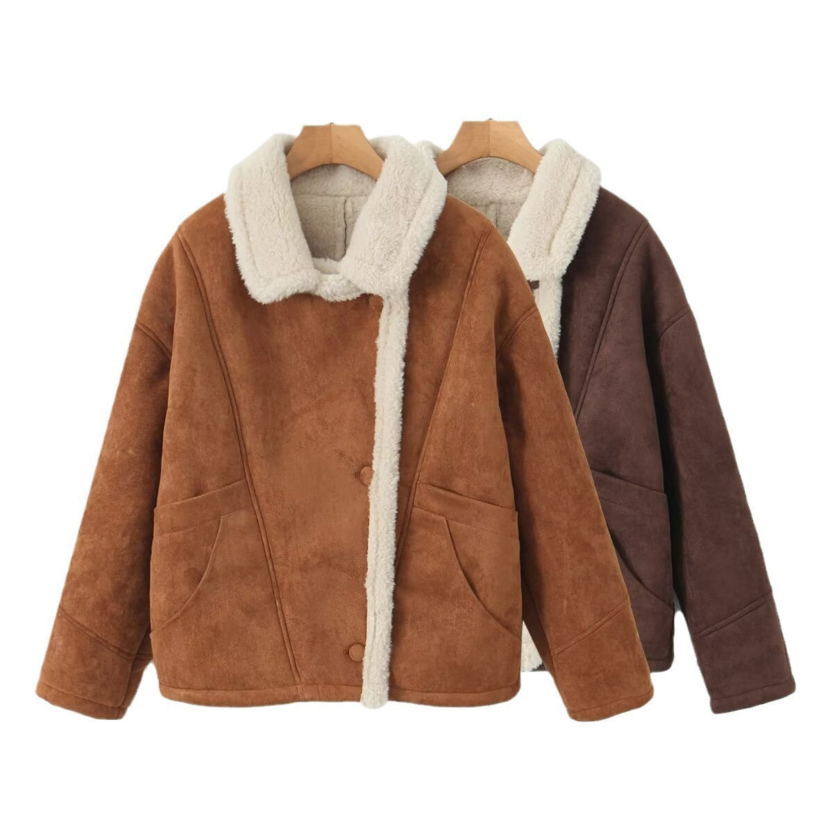 Fashionable Warm Vintage Lamb Wool Baggy Coat Women