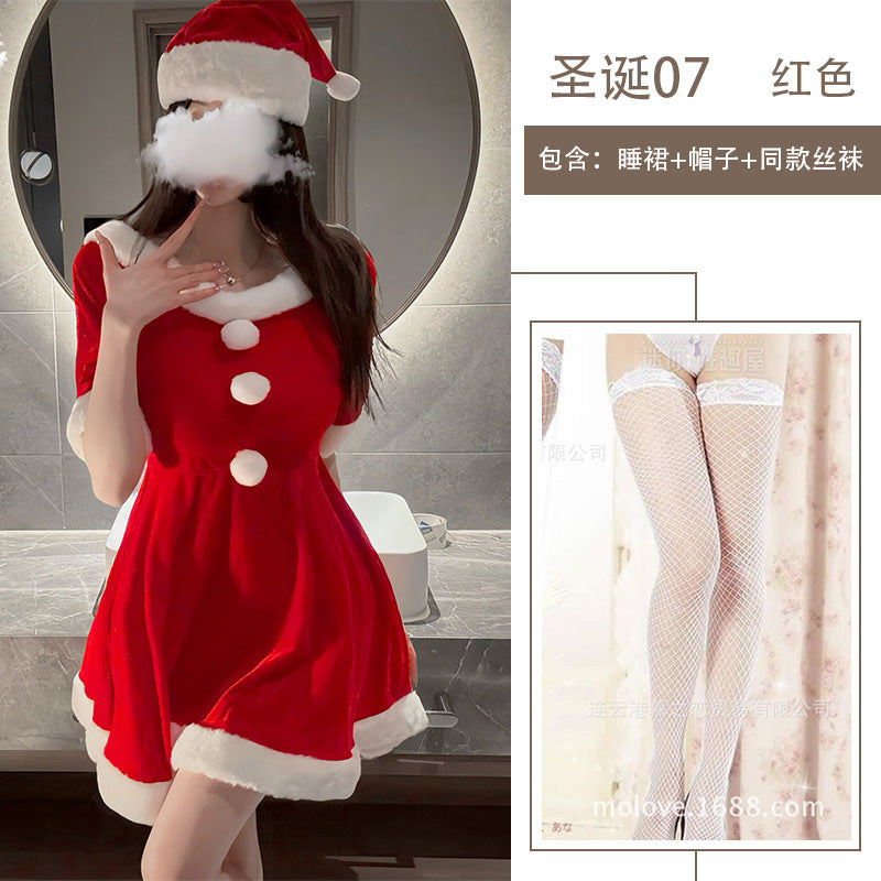 Christmas Festival Uniform Red Velvet Christmas Dress