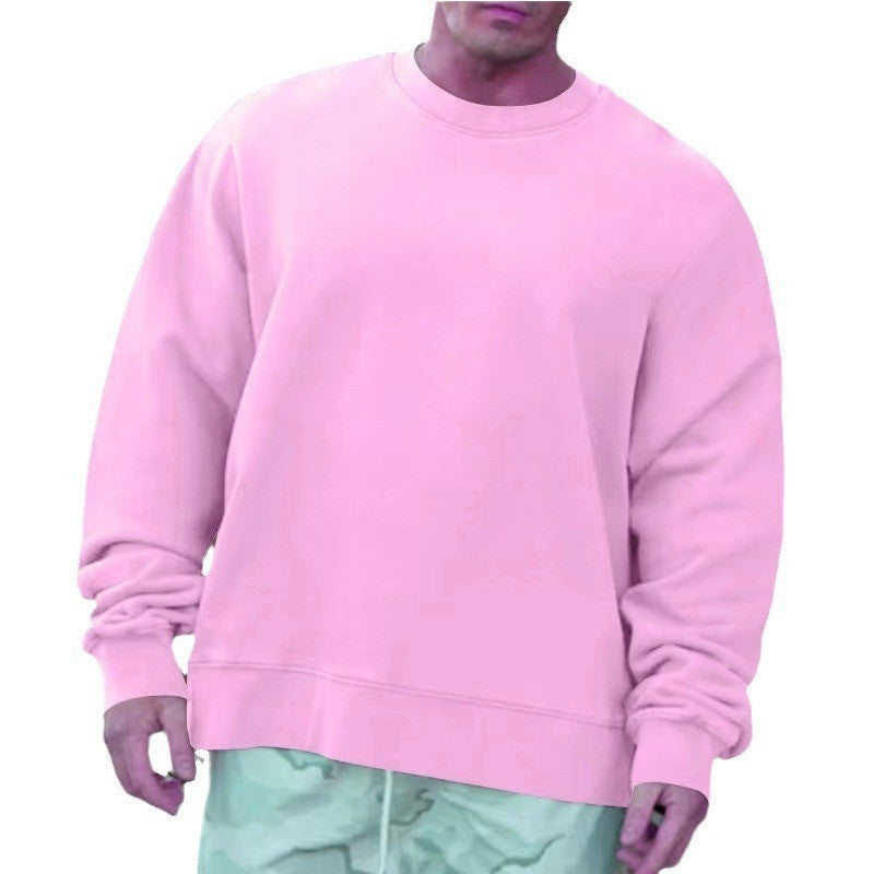 Round Neck Sweater Fleece Light Board Solid Color Pullover