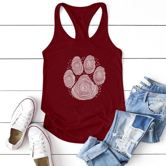 Dog's Paw Cute Foot Print Women's Vest Summer Funny