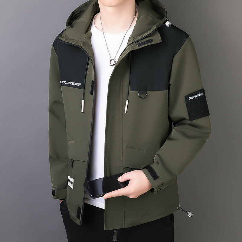 Men's Windproof Jacket Outdoor Loose Hooded Waterproof Jacket