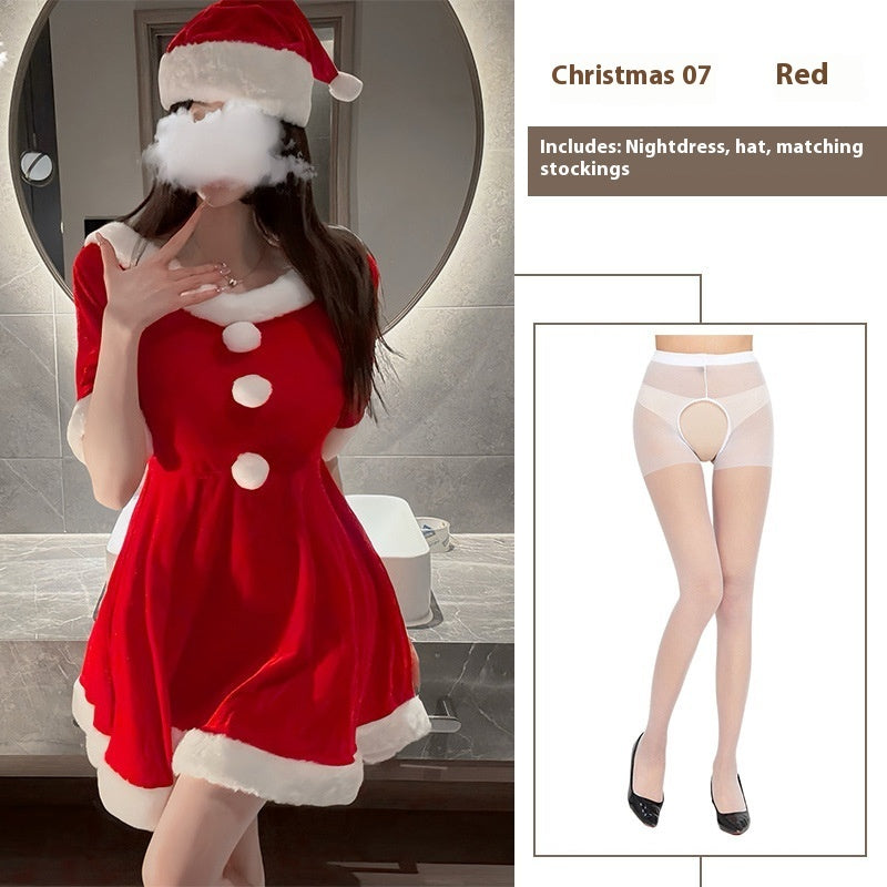 Christmas Festival Uniform Red Velvet Christmas Dress