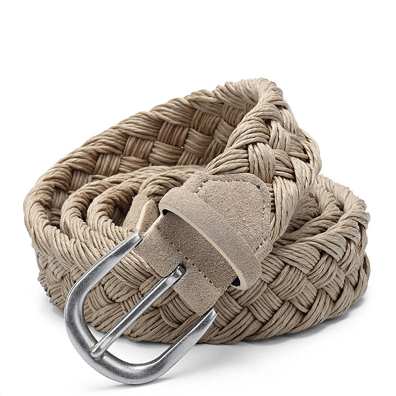 Suede Woven Belt 6 Colors Neutral Wax Rope Cotton String Woven Leather Belt