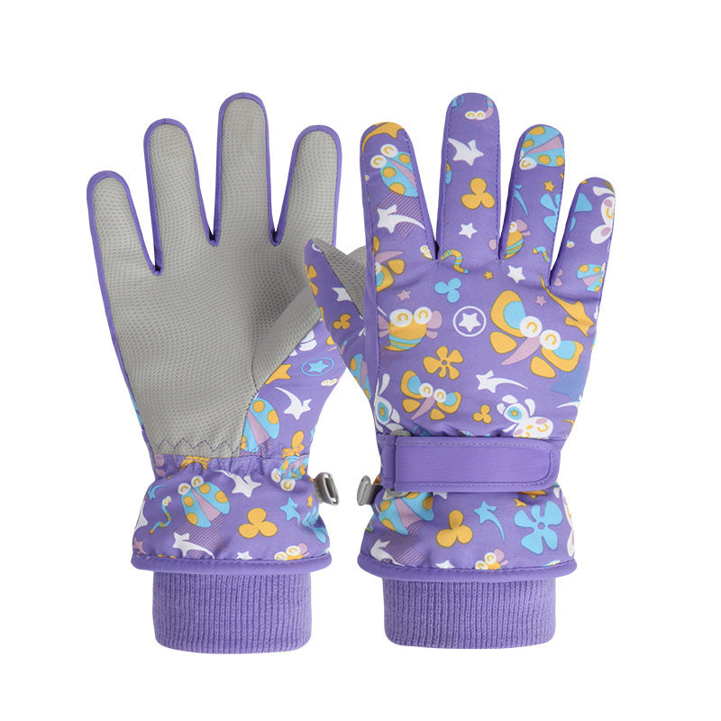 Children's Skiing Gloves With Thickened Fleece For Warmth